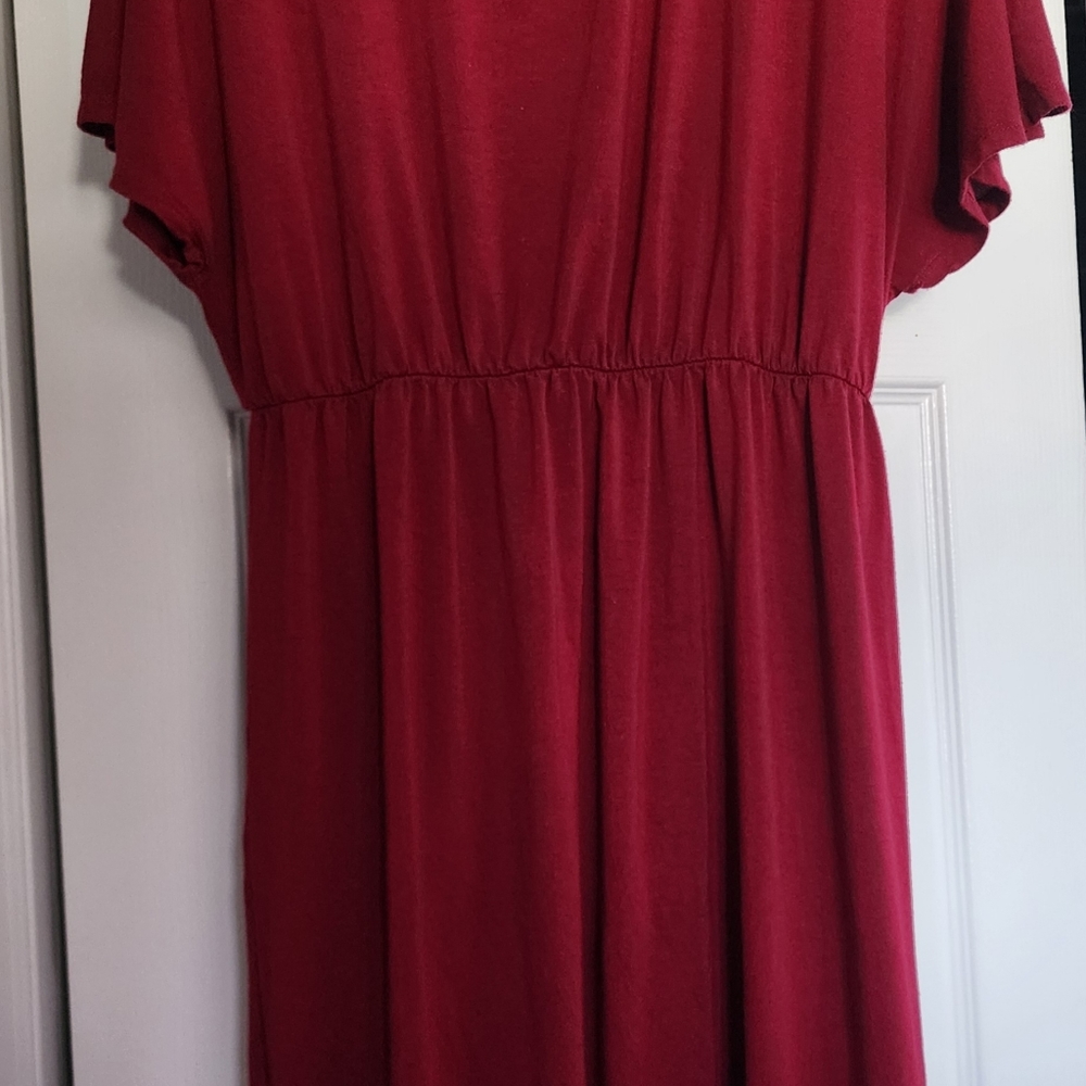 NWOT Flirty Red Summer Dress with loose bell dolman sleeves - Picture 2 of 5